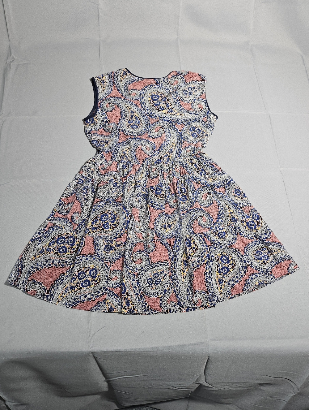 J.Crew Paisley Silk Boho Silk Mini Size 6 Smocked Waist Sleeveless Y2K Summer - Picture 5 of 6